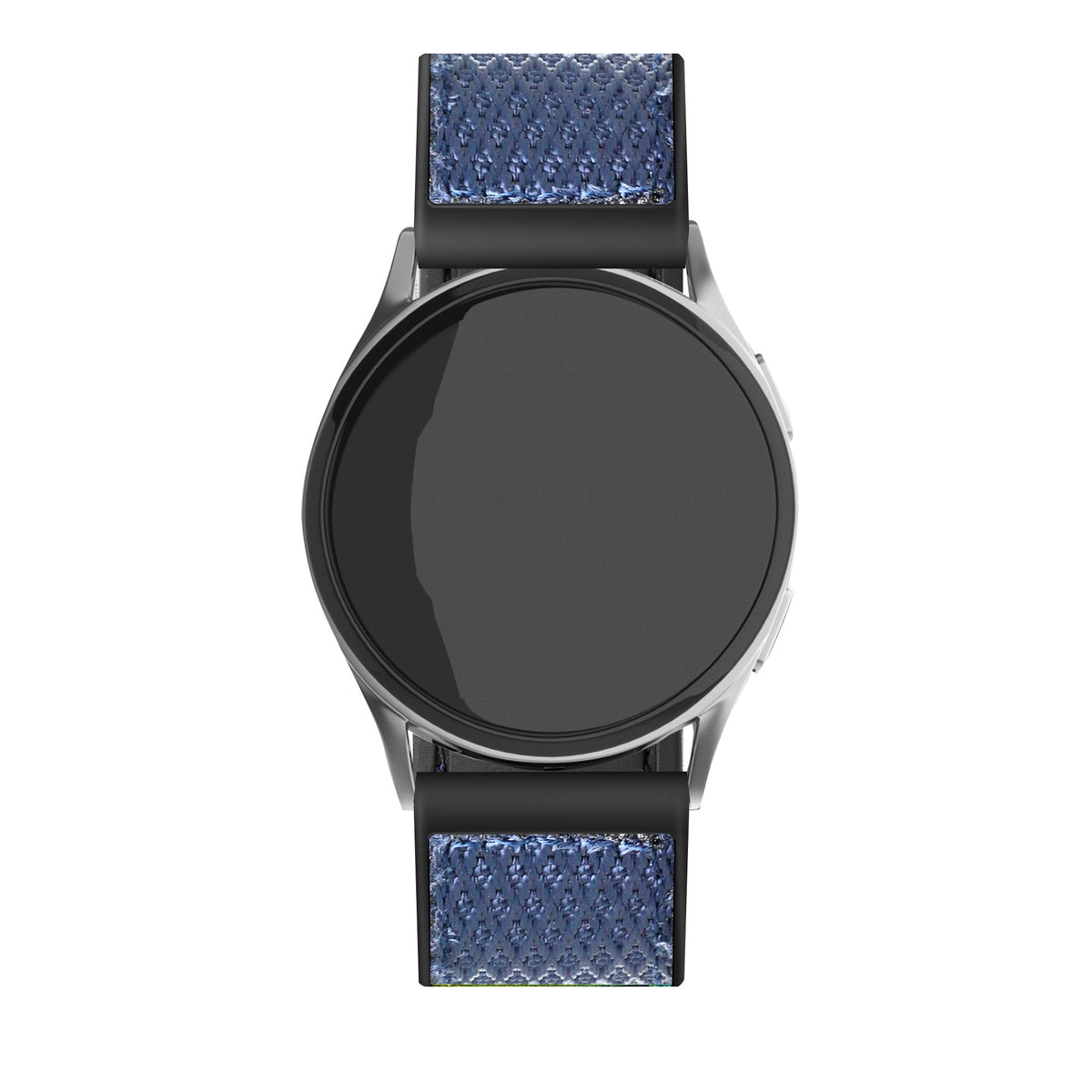 Nylon Hybrid Strap, blue, on a watch, direct front view
