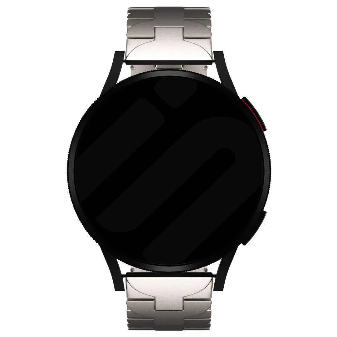 Butterfly Titanium Strap, on a watch, direct front view