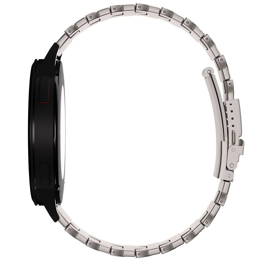 Butterfly Titanium Strap, on a watch, direct front view