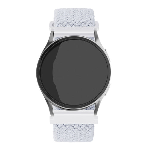 Nylon Adjustable Braided Strap, white, on a watch, direct front view