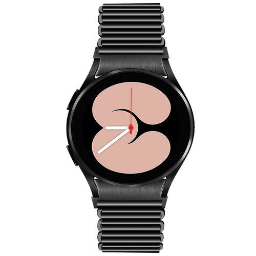 Steel Loop Strap, black, on a watch, direct front view