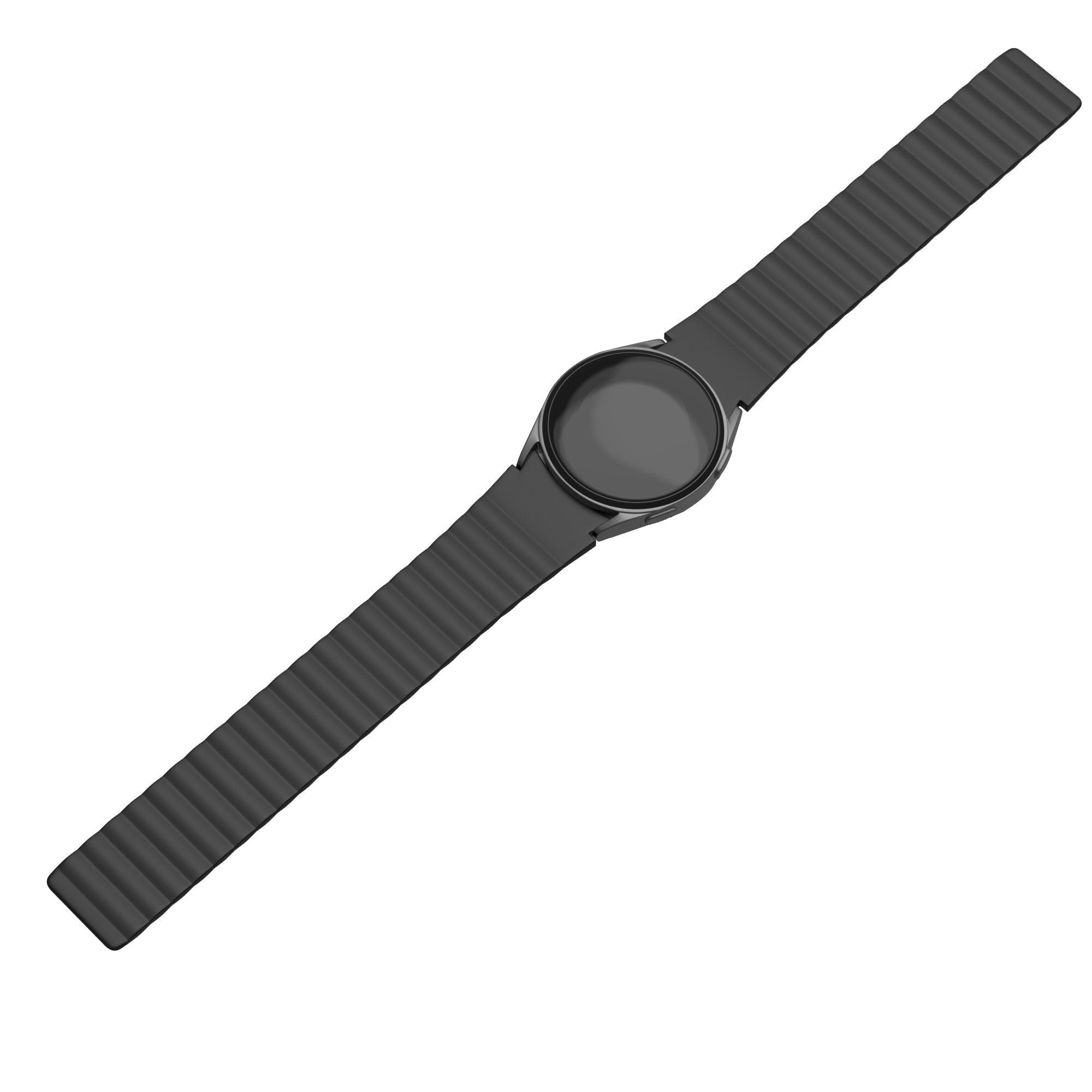 Magnetic Silicone Strap, black, on a watch, direct front view