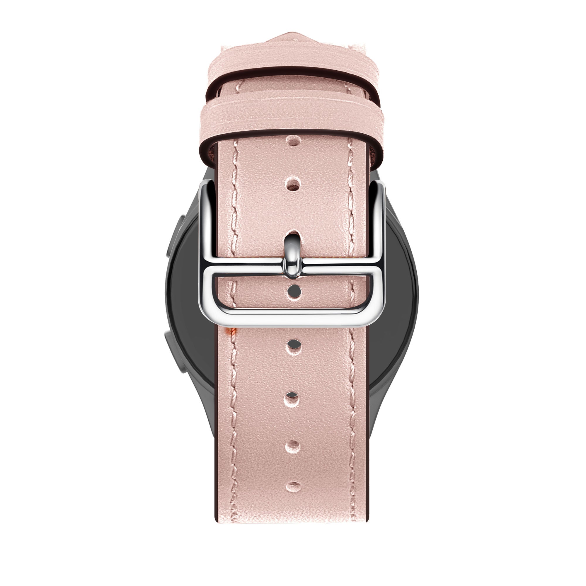 Leather Strap 'Deluxe', pink, on a watch, direct rear view