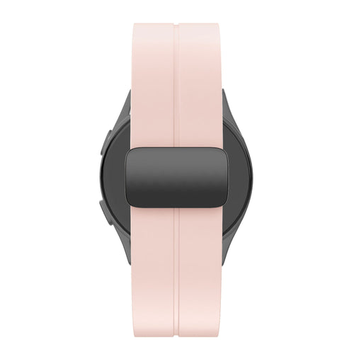 D-Buckle Silicone Strap, pink, on a watch, direct rear view