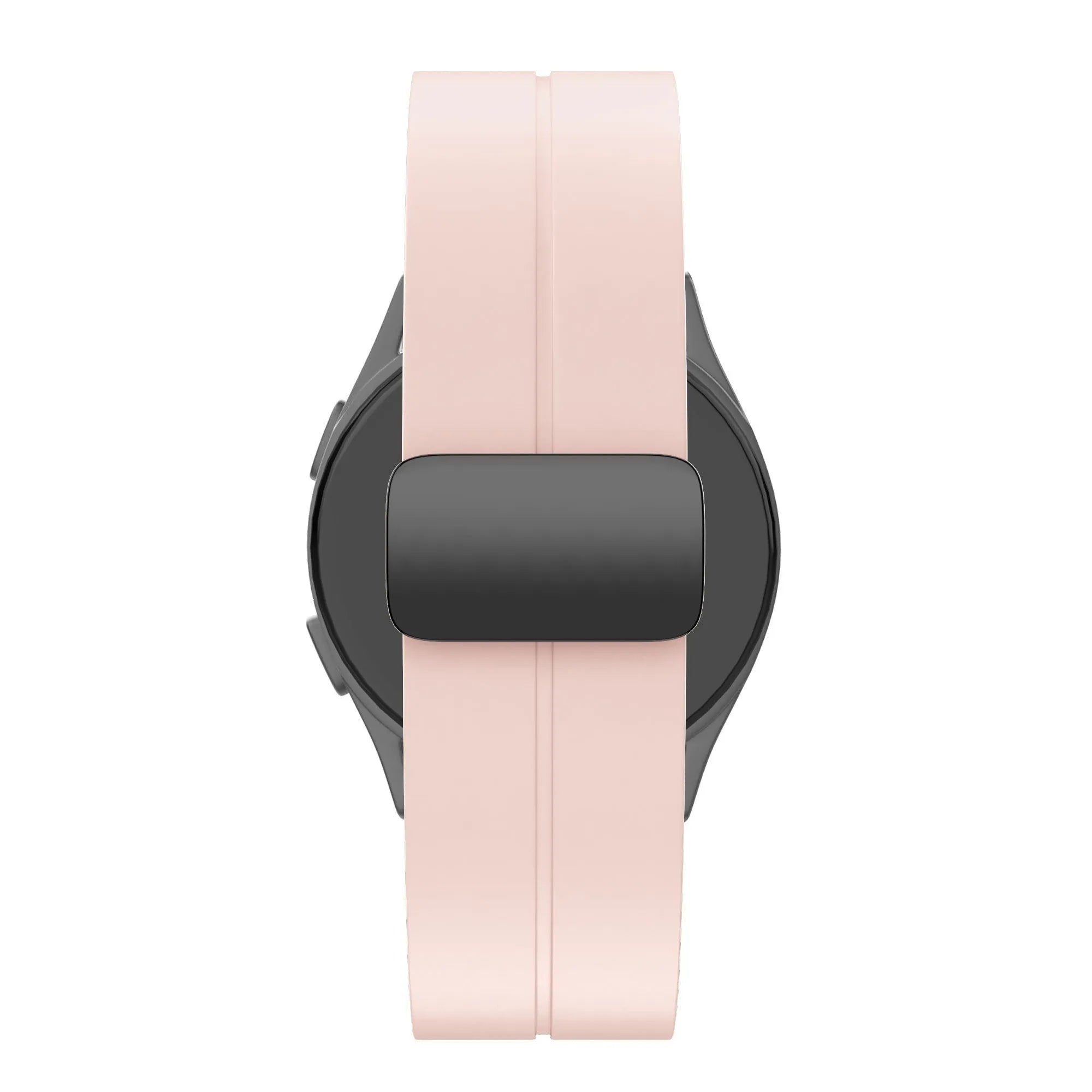 D-Buckle Silicone Strap, pink, on a watch, direct rear view