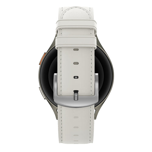Leather Strap 'Easy Fit', white, on a watch, direct rear view