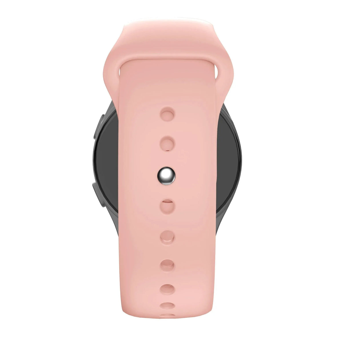 Silicone Sport Strap 'Deluxe', light pink, on a watch, direct rear view