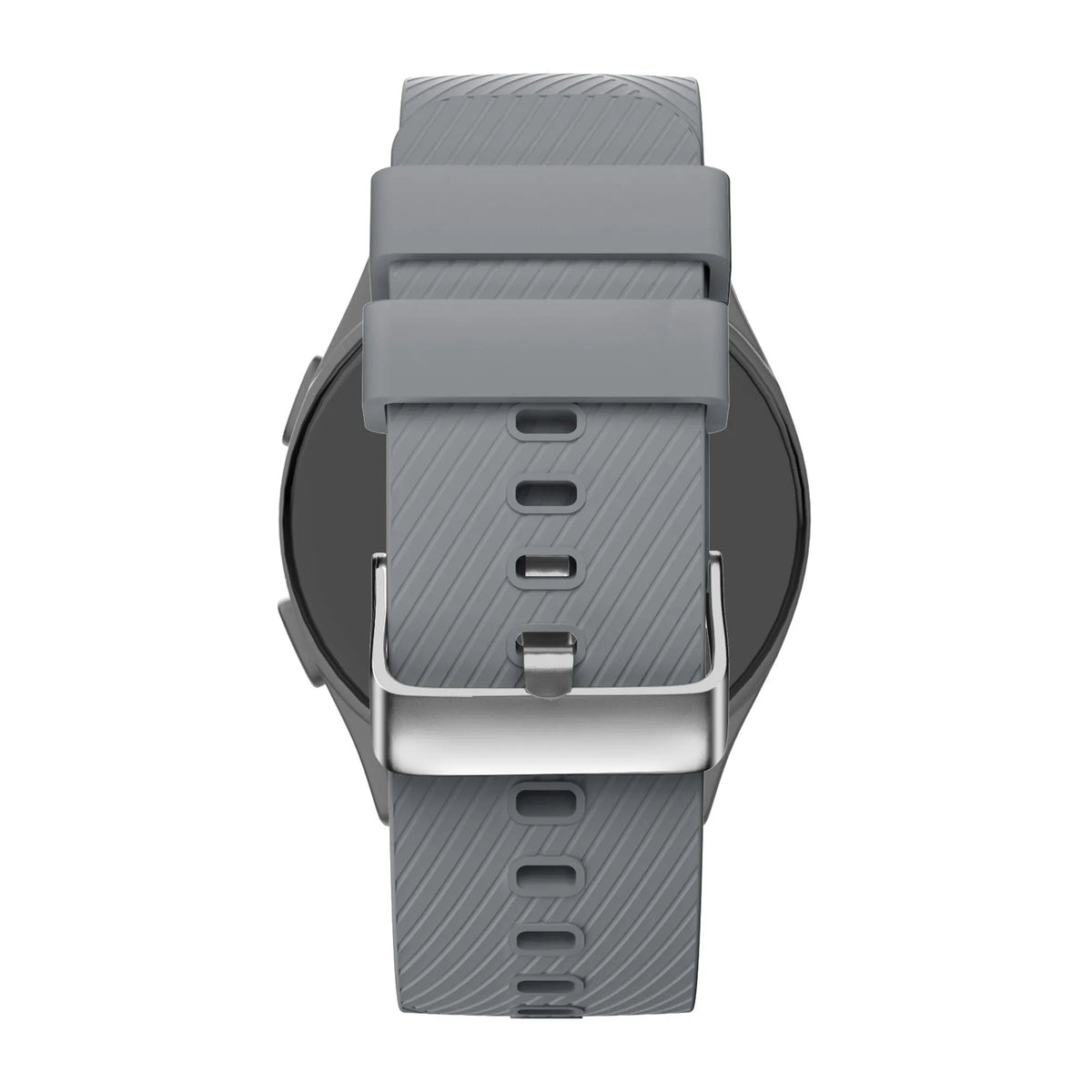 Silicone Strap 'Deluxe', grey, on a watch, direct rear view