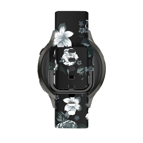 Bandz Bracelet silicone 'Fleur noire' Garmin Venu SQ