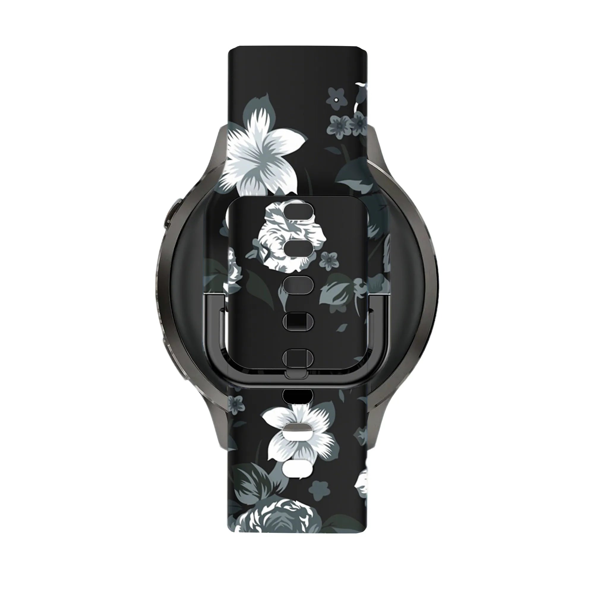 Bandz Bracelet silicone 'Fleur noire' Garmin Forerunner 55