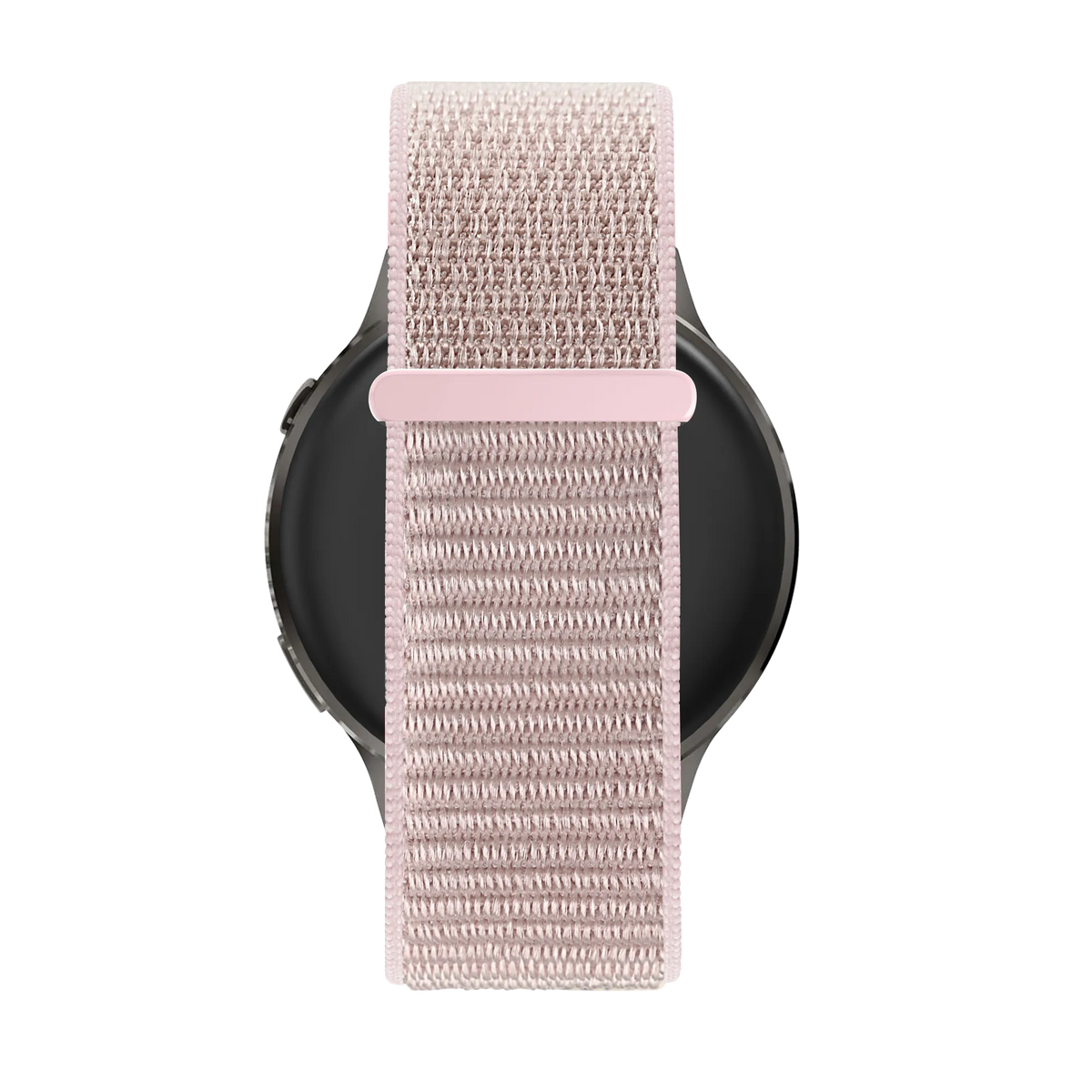 Nylon Loop Strap, rose gold, on a watch, direct rear view