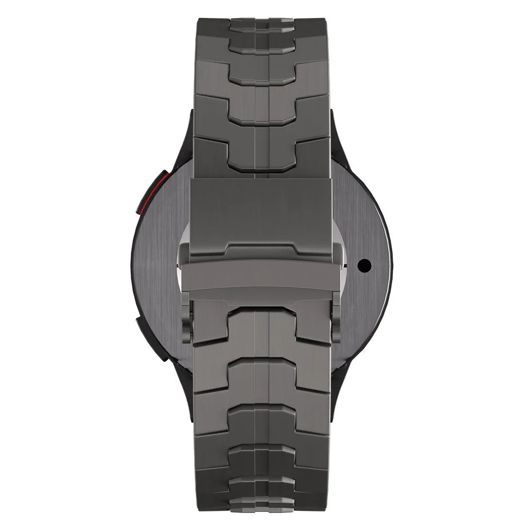 Titanium Strap 'Iron', graphite, on a watch, direct rear view