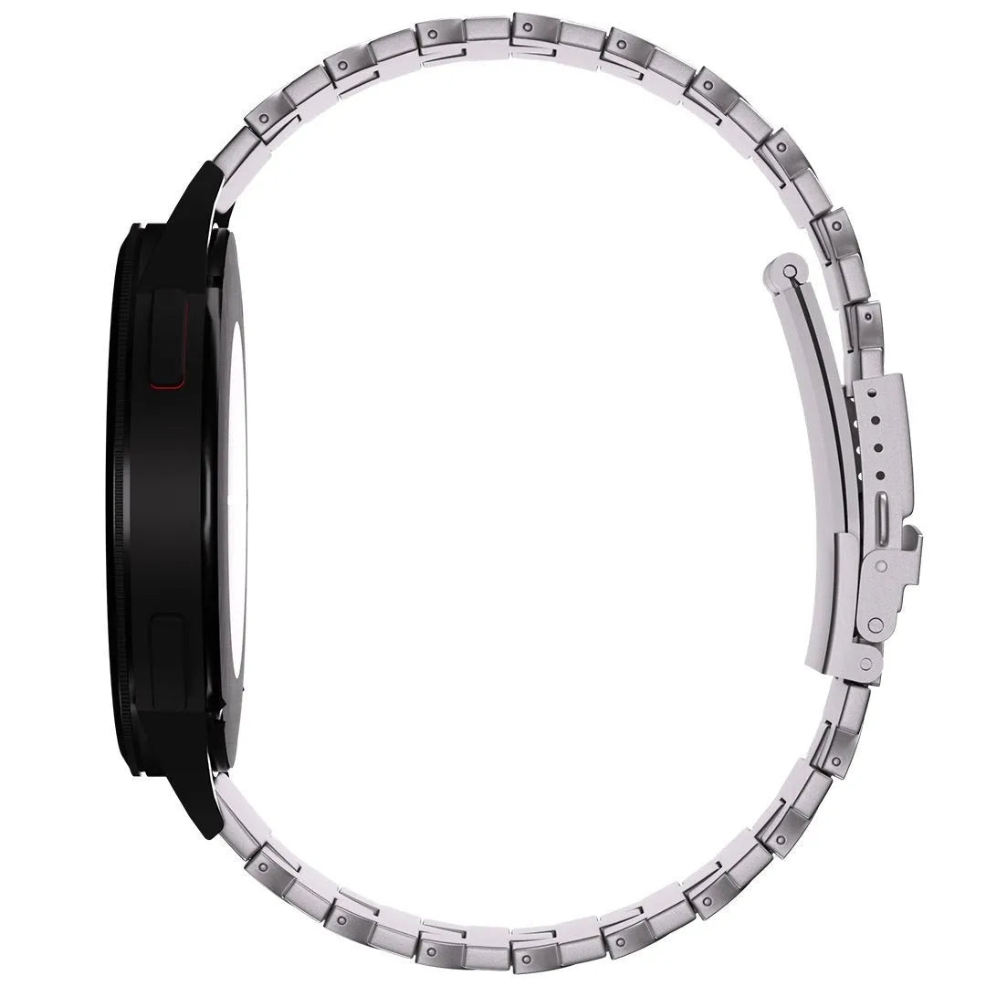 Butterfly Titanium Strap, silver, on a watch, direct rear view