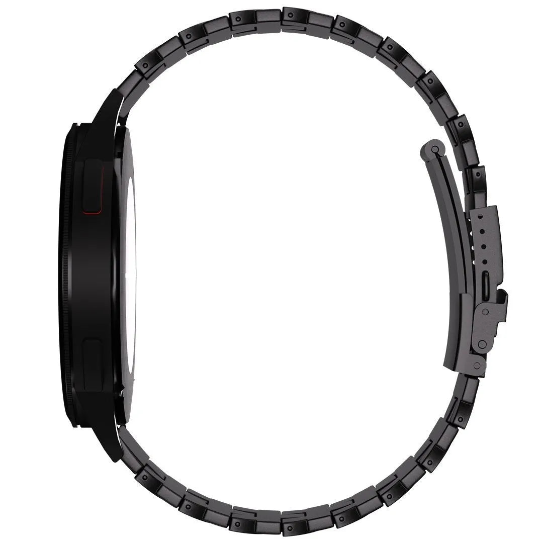 Butterfly Titanium Strap, black, on a watch, direct rear view