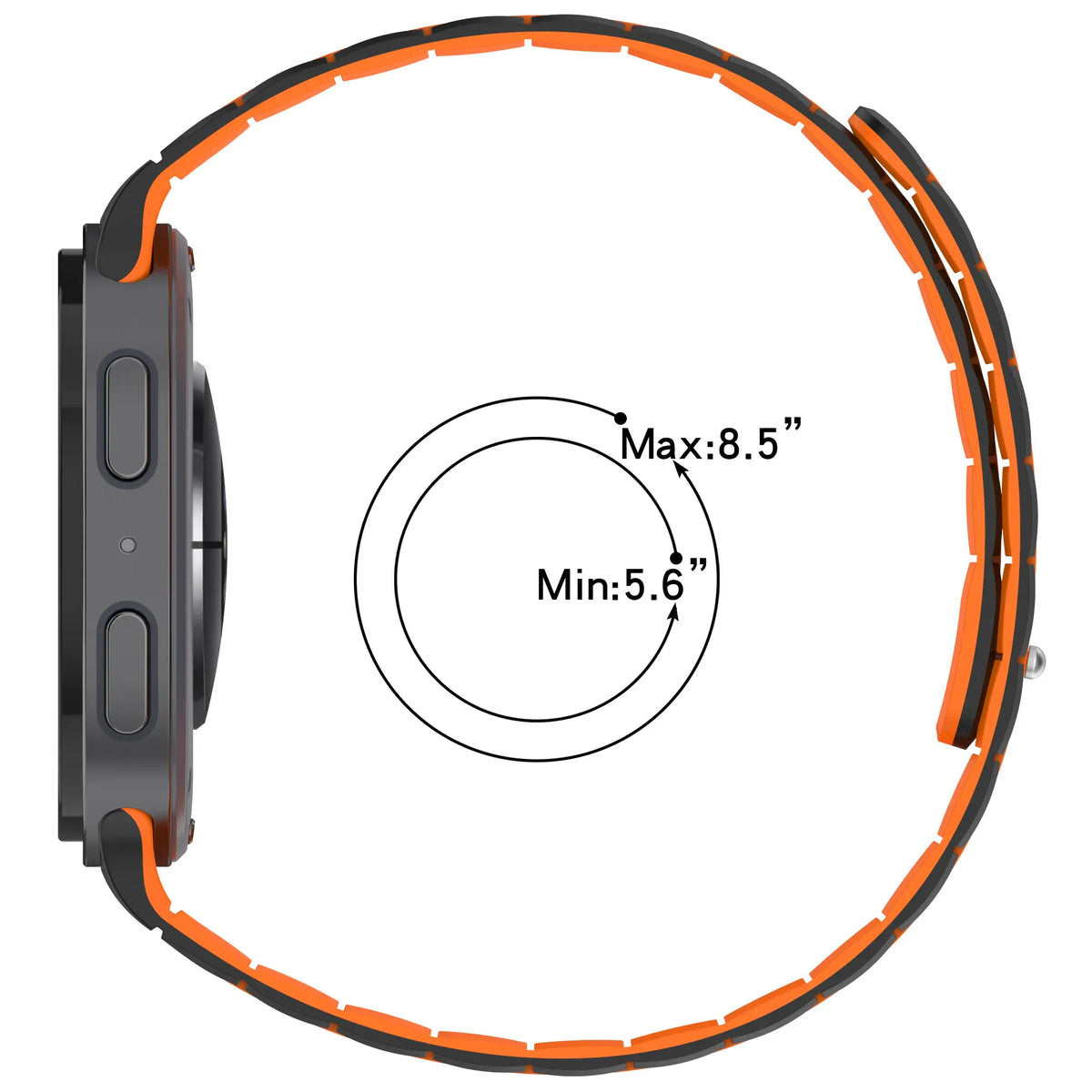 Samsung Galaxy Watch 9 - 44mm Magnetic Silicone Strap (Black/Orange)