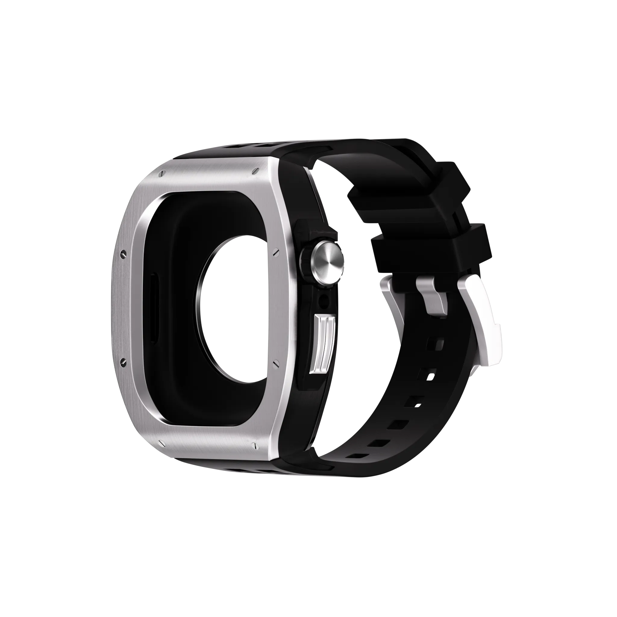 Reqior Boîtier en polymère et acier avec bracelet en caoutchouc Apple Watch 45mm (argent)