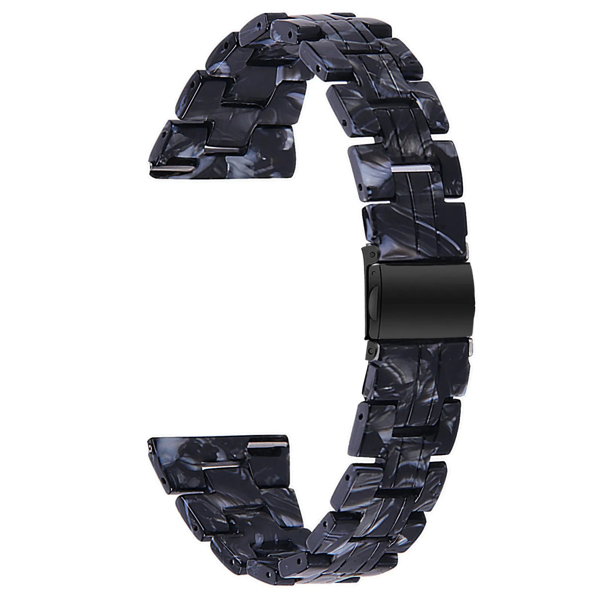 Metal Resin Strap, black/white, without a watch, 3/4 front view