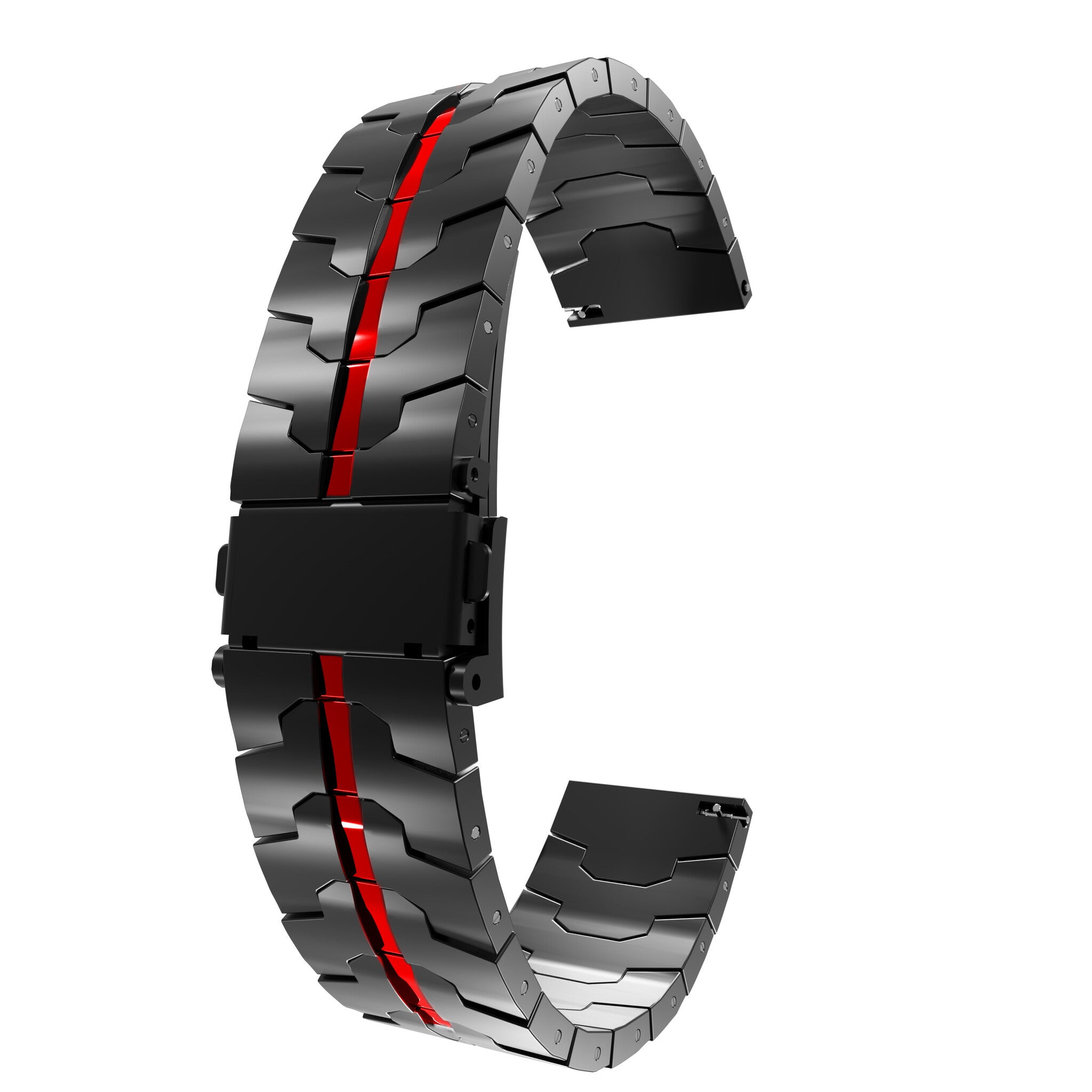 Steel Iron Strap, black/red, without a watch, 3/4 front view