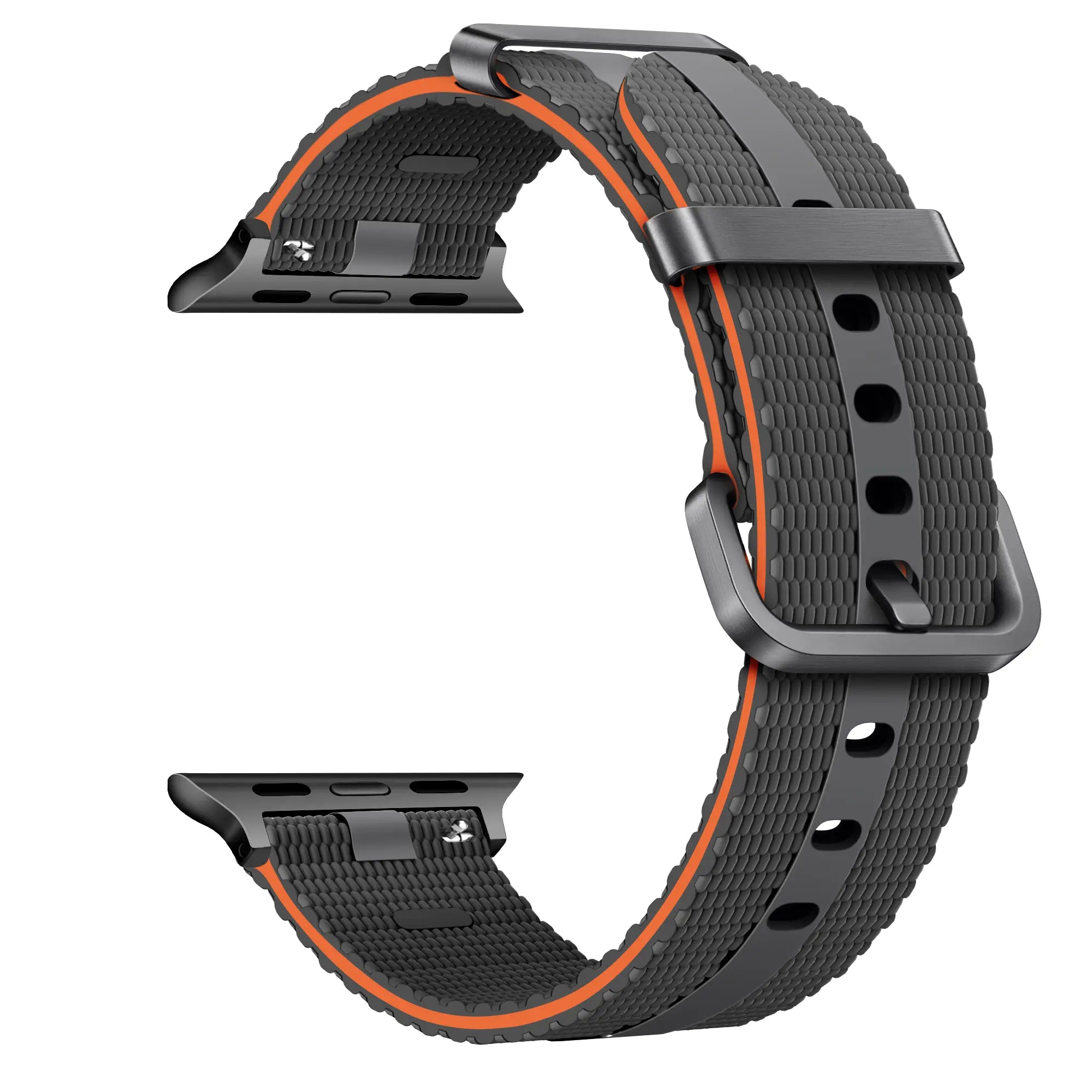 Bracelet active silicone Apple Watch (gris foncé/orange)