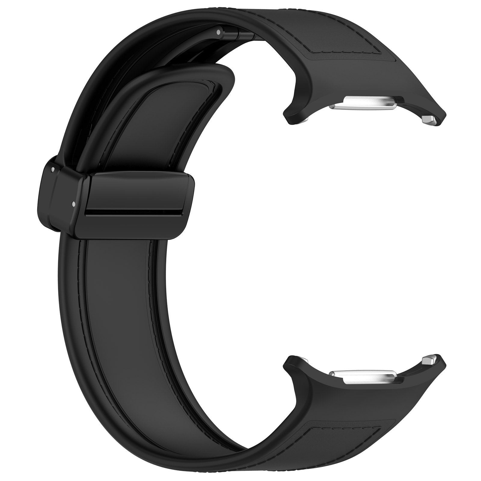 Leather Hybrid Strap, black, without a watch, 3/4 front view