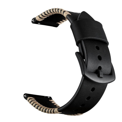 Bracelet cuir cousu Huawei Watch GT 6 46mm (noir)