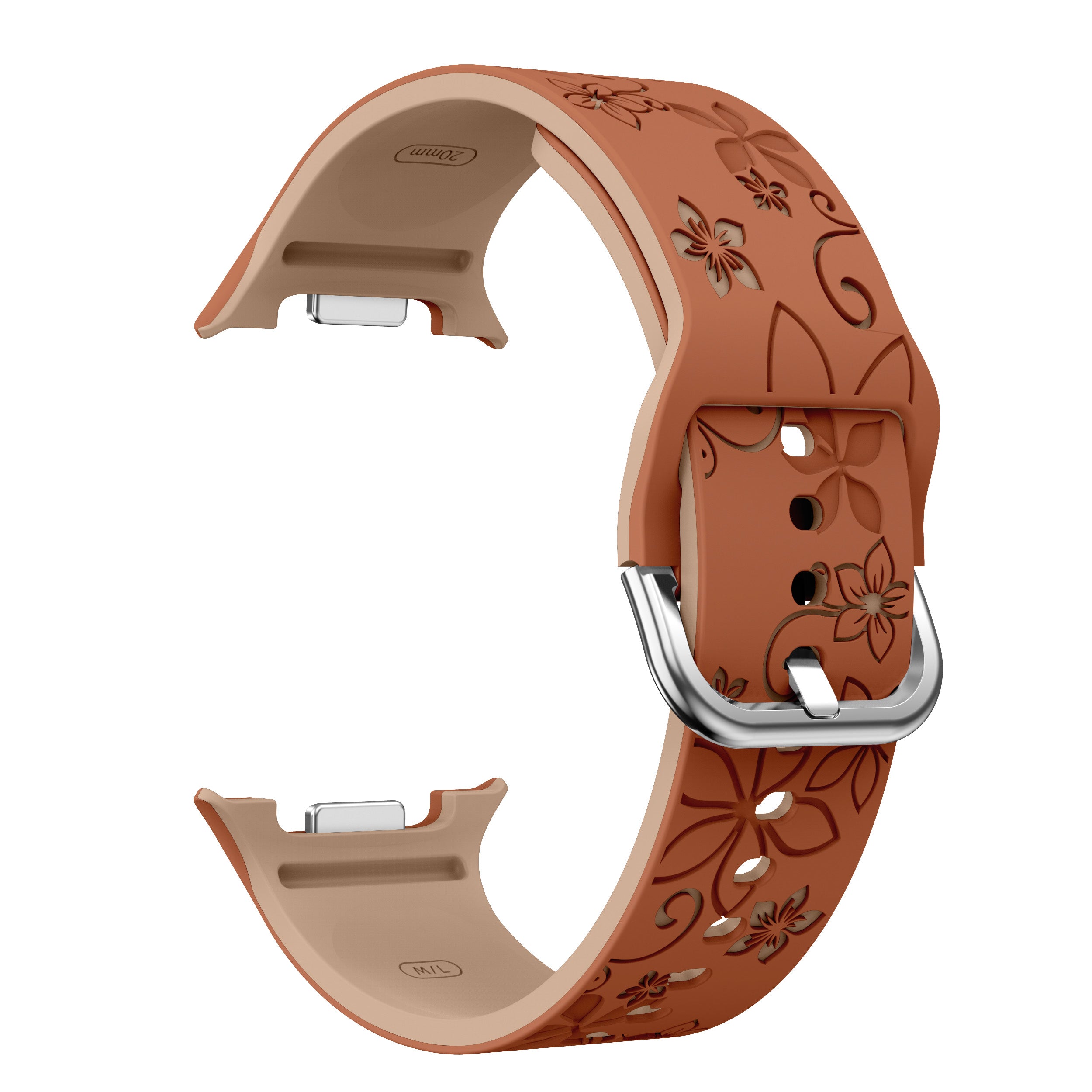 Bracelet silicone avec fleurs Samsung Galaxy Watch 8 - 44mm (marron/beige)