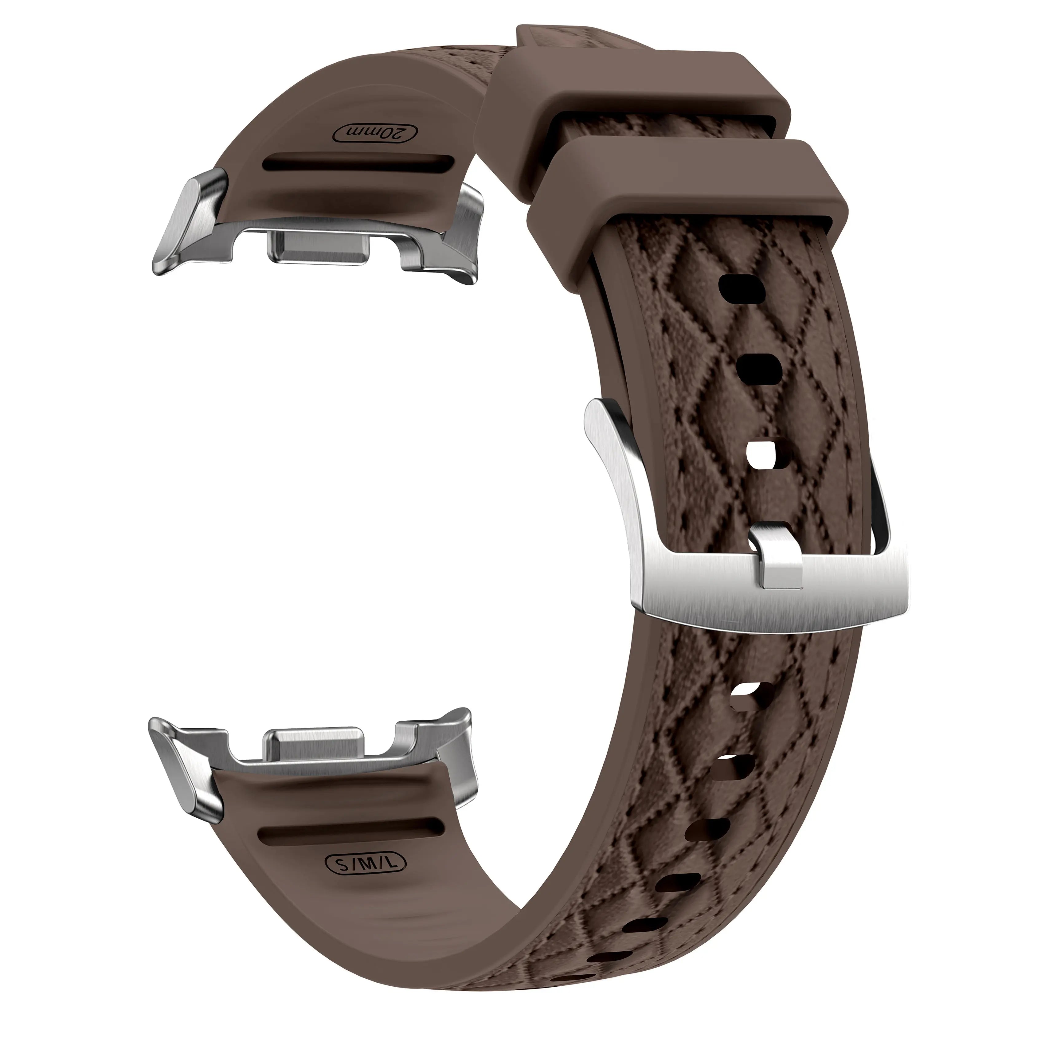 Bracelet cuir hybride diamond Samsung Galaxy Watch 8 Classic (marron foncé)