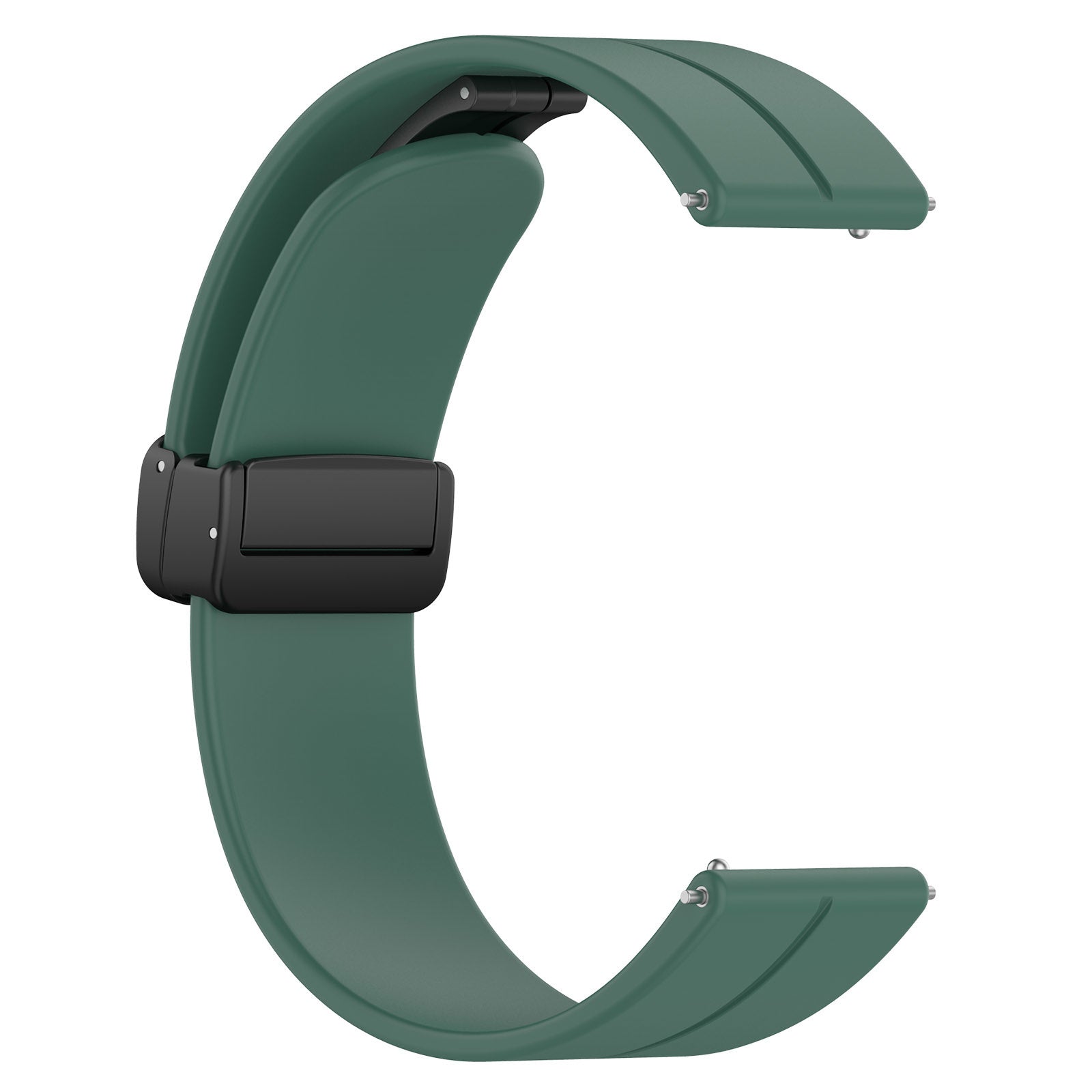 D-Buckle Silicone Strap, dark green, without a watch, 3/4 front view