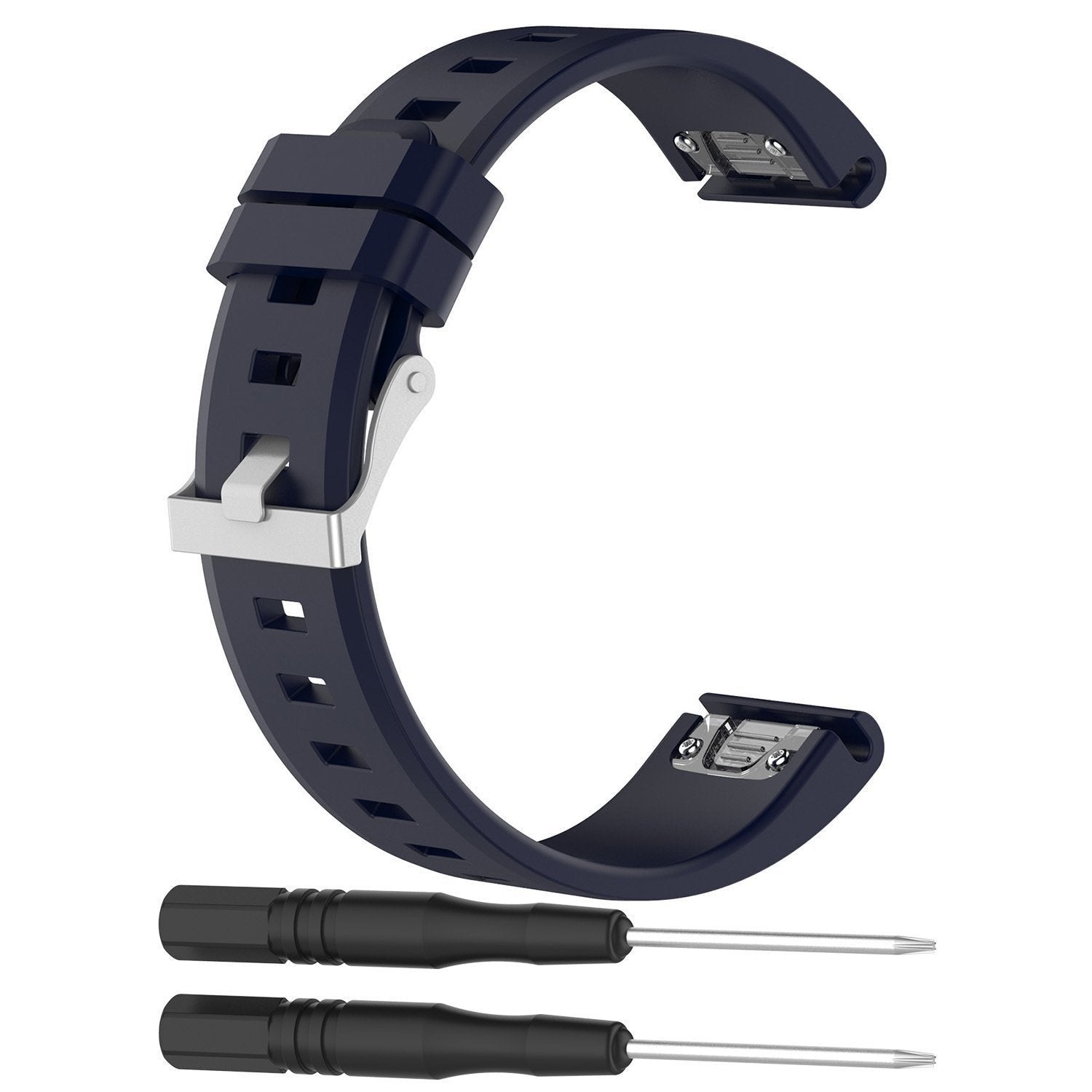 Glossy Silicone Strap, dark blue, without a watch, 3/4 front view