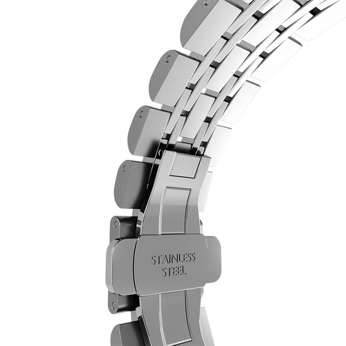 Steel Link Strap 'Duo', silver, without a watch, 3/4 front view