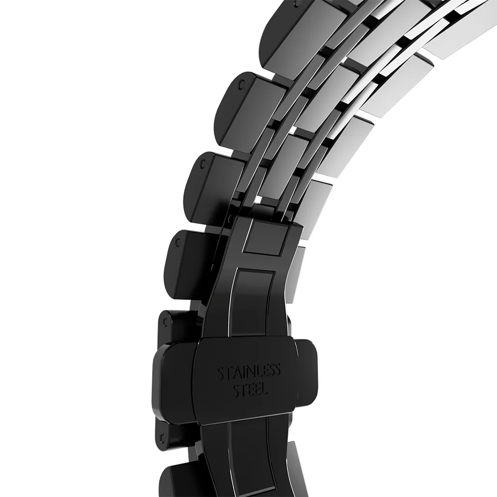 Steel Link Strap 'Duo', black, without a watch, 3/4 front view