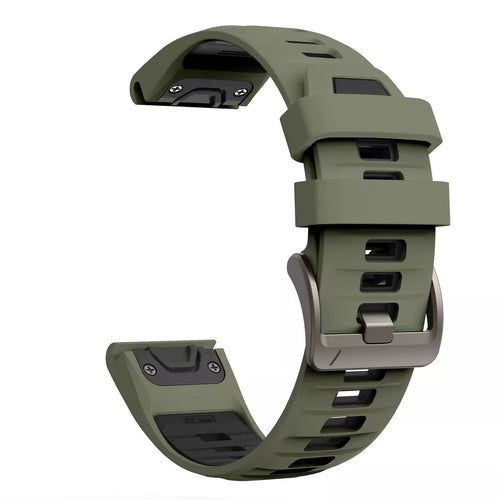 Bracelet à boucle sport Garmin Quatix 3 / 6x / 7x Solar (vert olive/noir)
