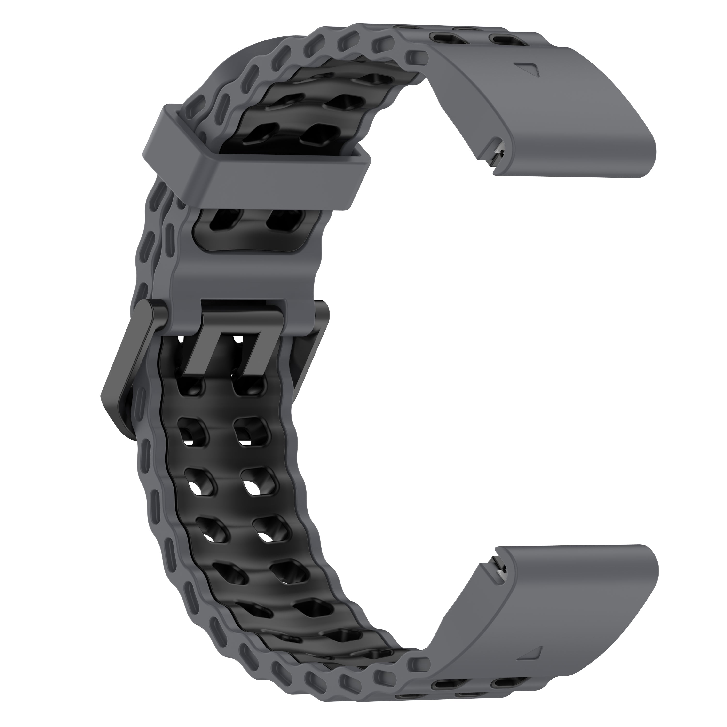 Bracelet sport ondulé Garmin Quatix 5 / 6 / 7 (gris foncé/noir)