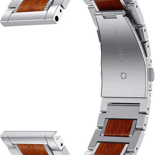 Bracelet acier/bois Garmin Vivoactive 4 (argent)