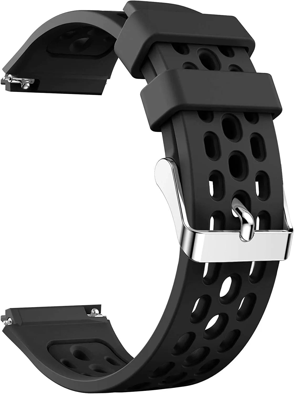 Breathable Silicone Strap, black, without a watch, 3/4 front view