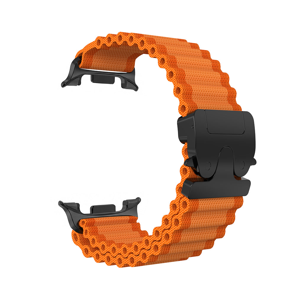 Bracelet nylon Outdoor avec boucle en P Samsung Galaxy Watch 8 - 40mm (orange avec noir)