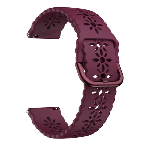Patterned Silicone Strap, burgundy, without a watch, 3/4 front view