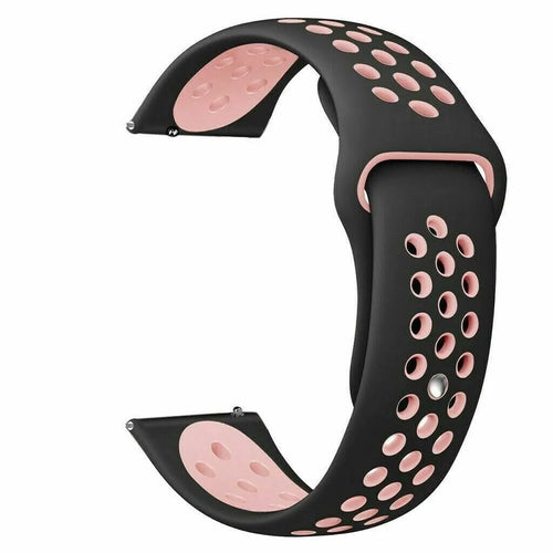 Silicone Sport Strap, black/pink, without a watch, 3/4 front view