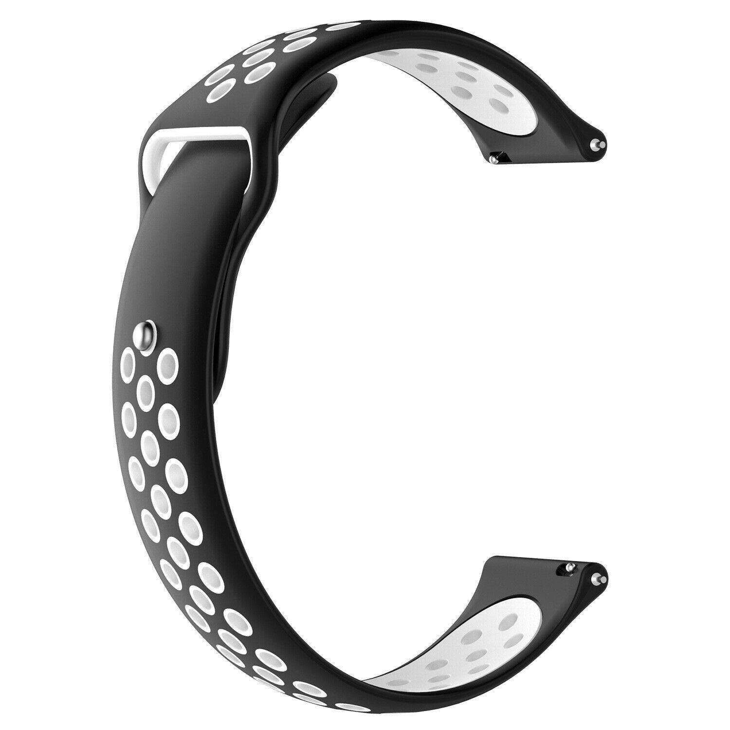 Silicone Sport Strap, black/white, without a watch, 3/4 front view