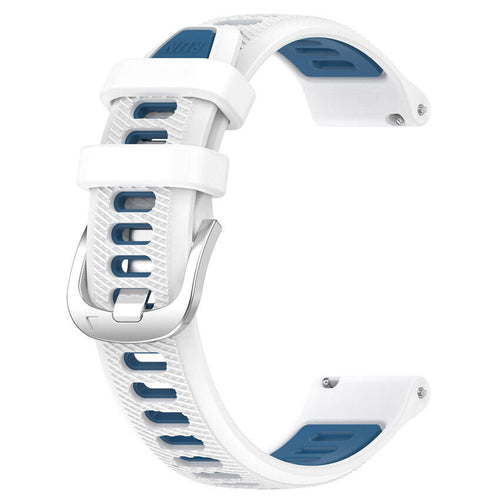 Silicone Buckled Sport Strap, white/blue, without a watch, 3/4 front view