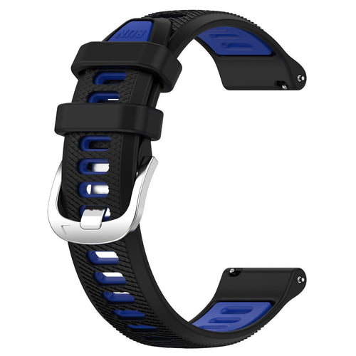 Silicone Buckled Sport Strap, black/blue, without a watch, 3/4 front view