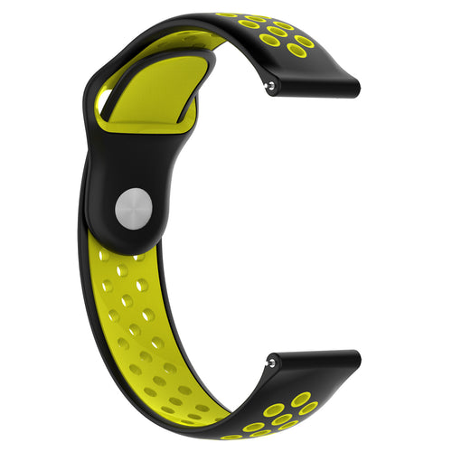 Silicone Sport Strap, black/yellow, without a watch, 3/4 front view
