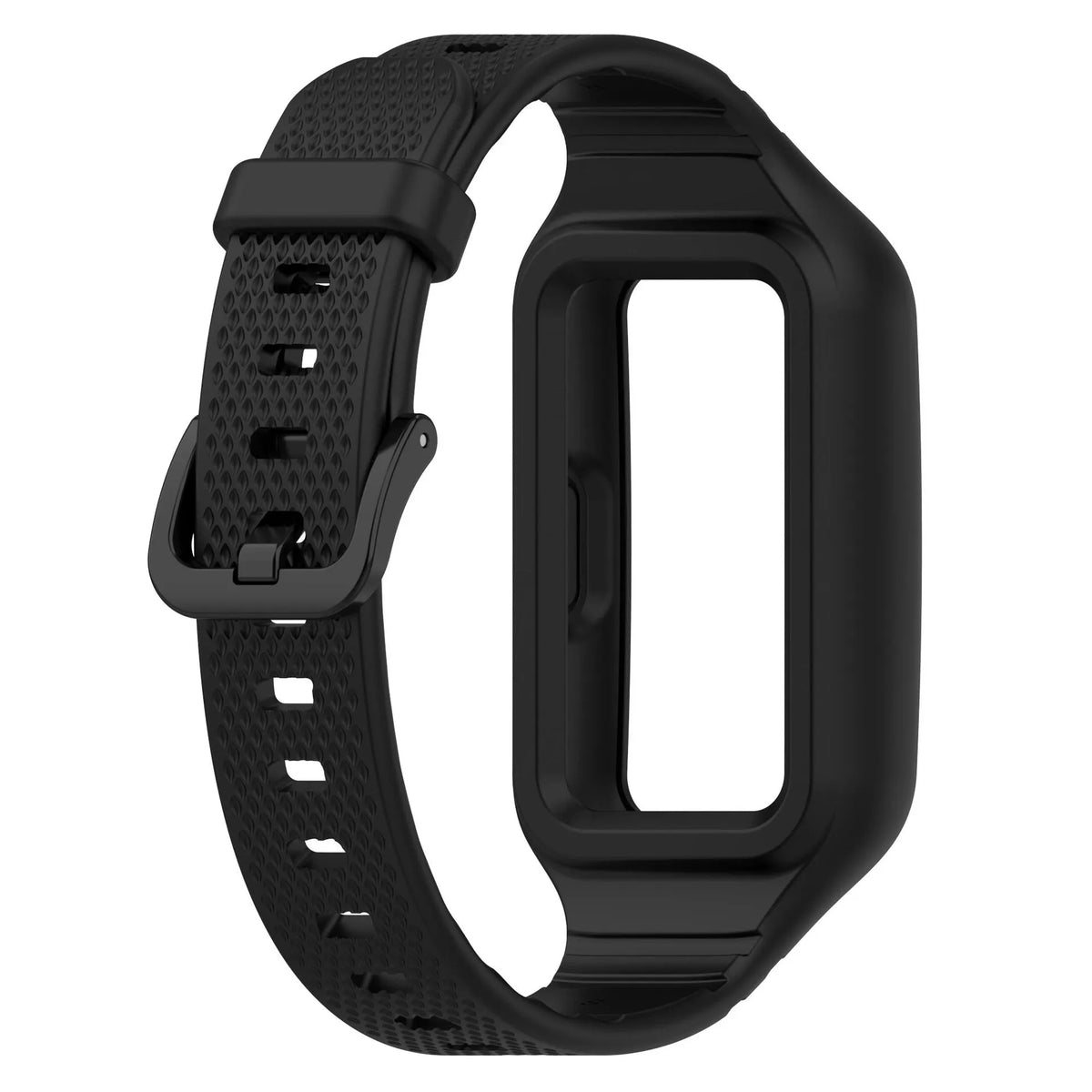 Silicone TPU Strap with Frame, black, without a watch, 3/4 front view