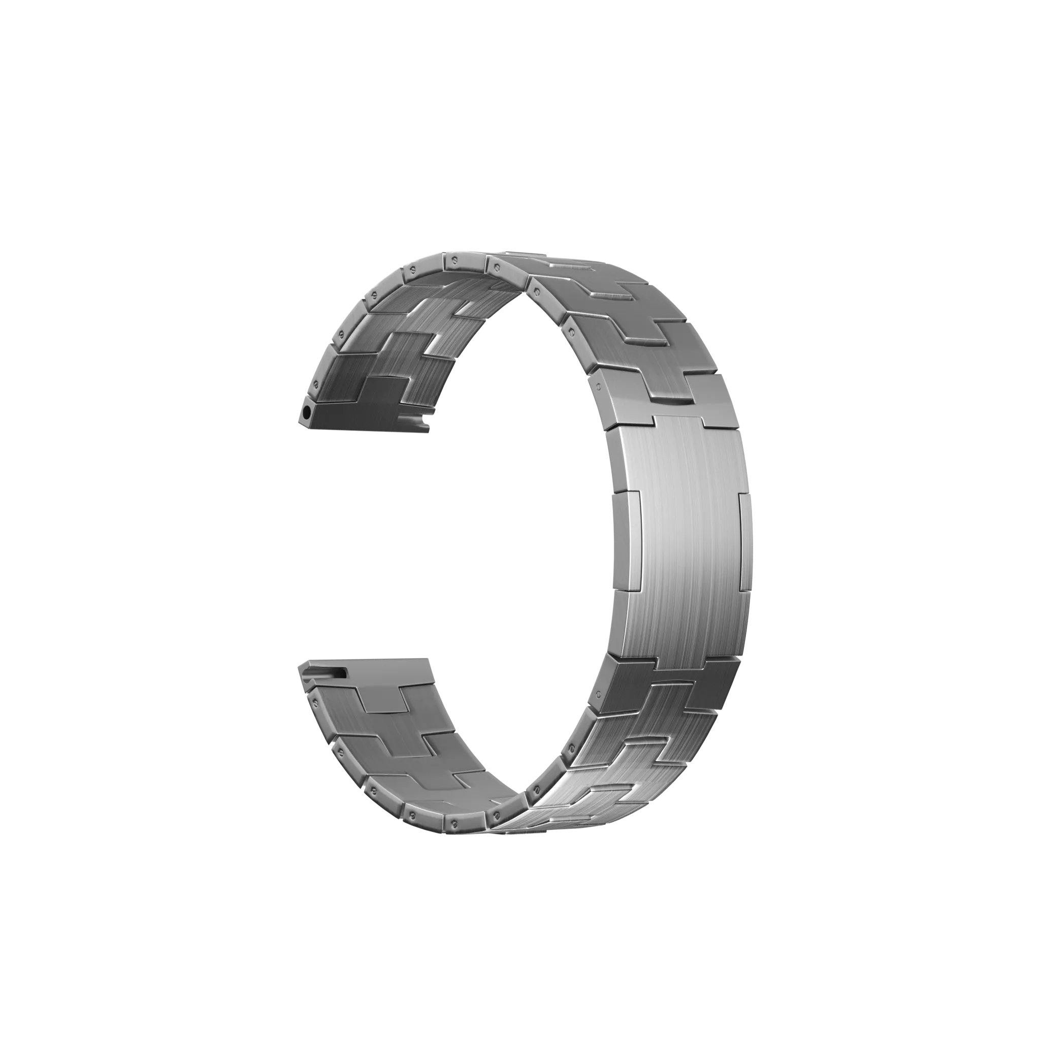 Titanium Grain Strap (Flat Clasp), silver, without a watch, 3/4 front view