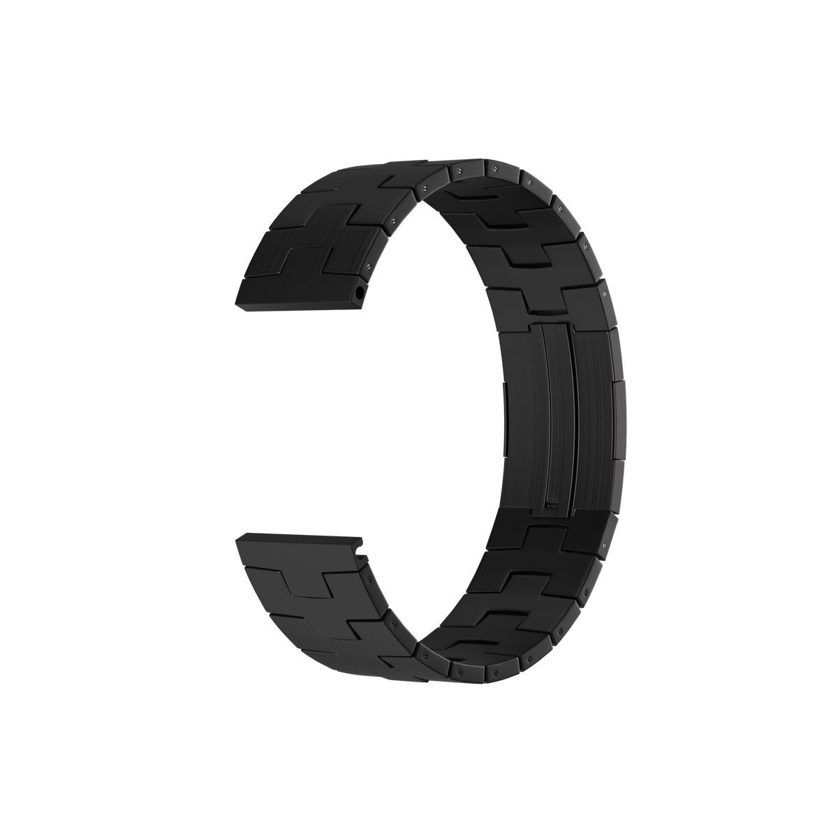 Titanium Grain Strap (Flat Clasp), black, without a watch, 3/4 front view