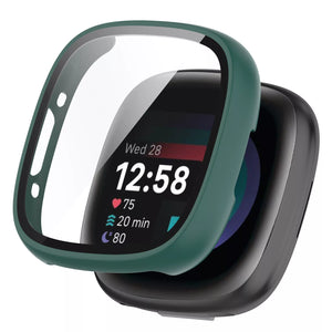 Coque rigide avec verre Fitbit Versa 4 / Sense 2 (vert)