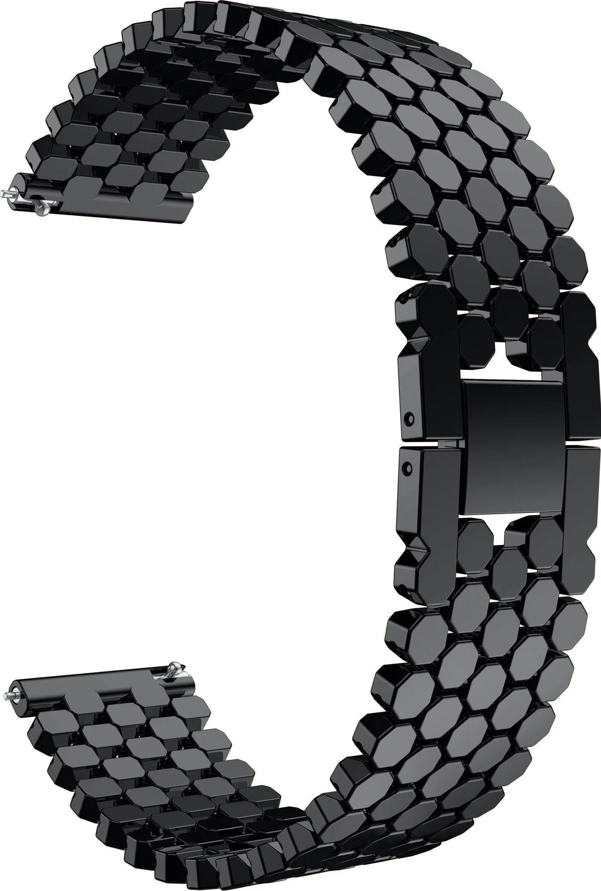 Steel Strap Hexagons, black, without a watch, 3/4 front view