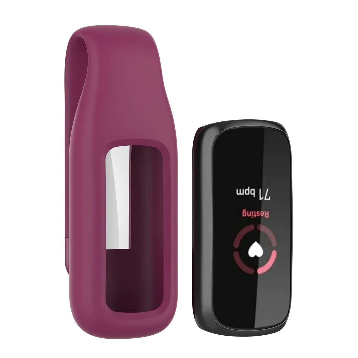Silicone Clip, burgundy, without a watch, 3/4 front view