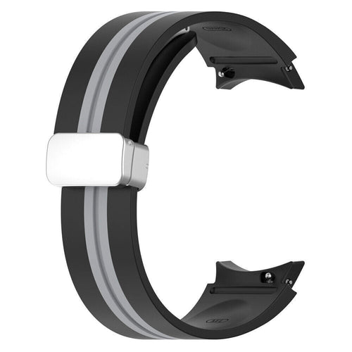 Silicone Magnetic Sport Strap, black/grey, without a watch, 3/4 front view