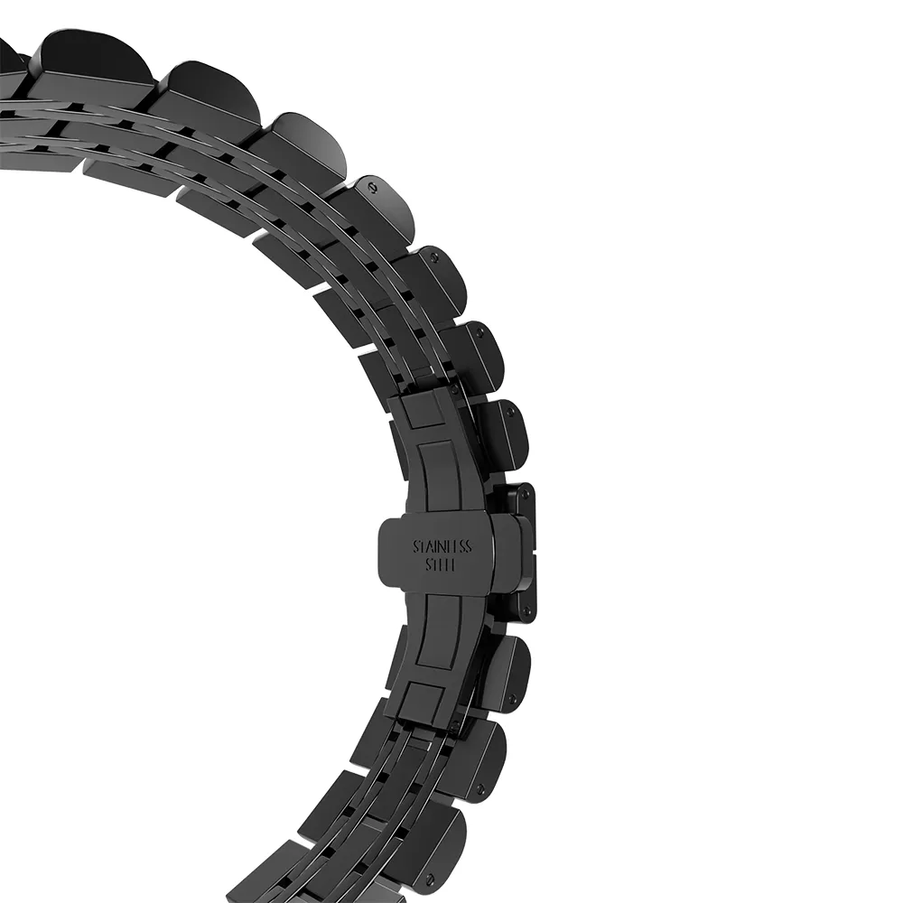 Steel Link Strap 'Duo', black, without a watch, 3/4 rear view